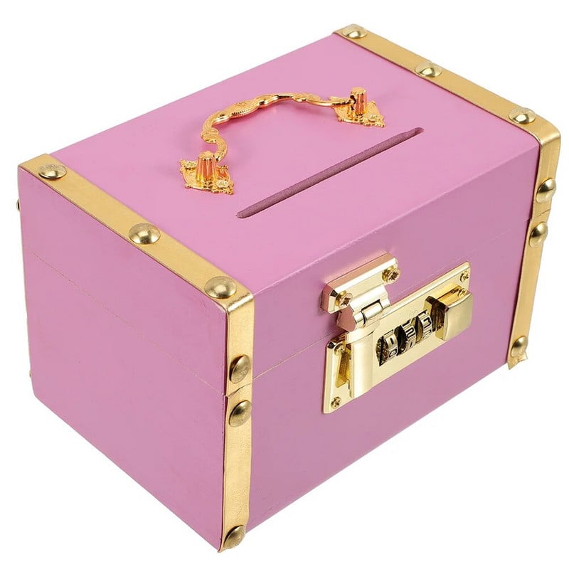 Дървена касичка Изящна многофункционална практична декоративна кутия Касичка Малък сандък Дървена кутия Контейнер за монети Банки за спестяване