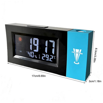 Нов прожекционен будилник Настолна маса LED часовник Подсветка Вътрешен дисплей Температура Час Дата Гласово събуждане Прожекционен часовник