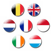 Δυτική Ευρώπη Flag Glass 30mm Ψυγείο Magnet Βέλγιο Ολλανδία Γαλλία Μονακό Ιρλανδία Ψυγείο Μαγνητικό αυτοκόλλητο Διακόσμηση