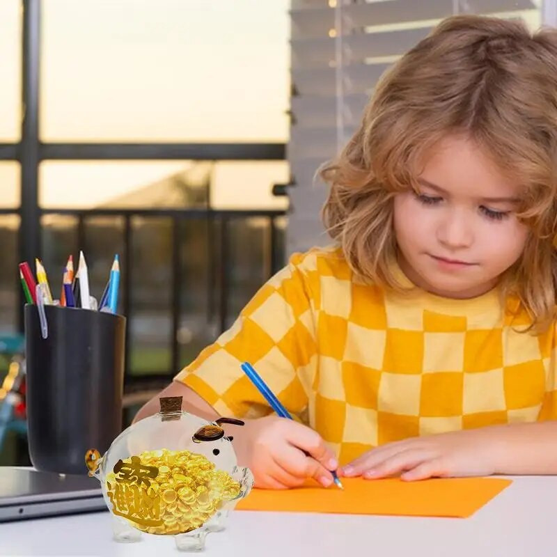 Сладко прасенце касичка Кутии за пари Кутия за пестене на монети Сладко прозрачно стъклено прасе Банка за монети Сувенирни подаръци за възрастни и деца