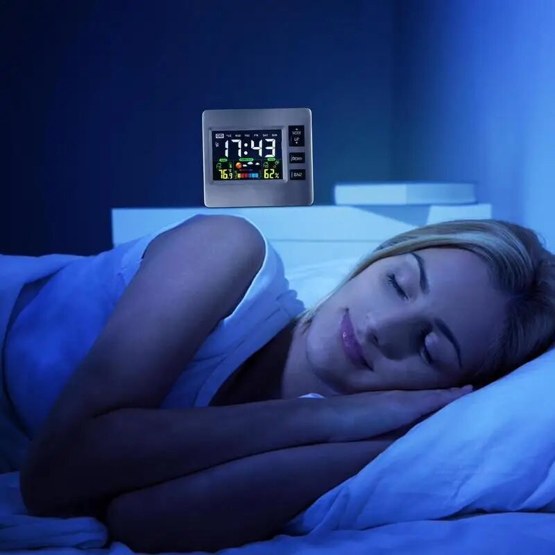 Часовници за метеорологична станция Безжичен вътрешен външен термометър Настолен часовник с отлагане на температурата и влажността Будилник