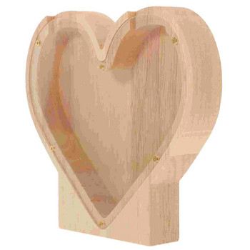 Дървена касичка Дървена касичка с монети във формата на сърце Банка за спестяване на пари Дървена касичка Сърце Прасенце за Деня на майката