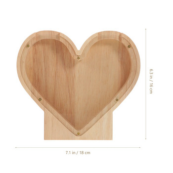 Дървена касичка Дървена касичка с монети във формата на сърце Банка за спестяване на пари Дървена касичка Сърце Прасенце за Деня на майката