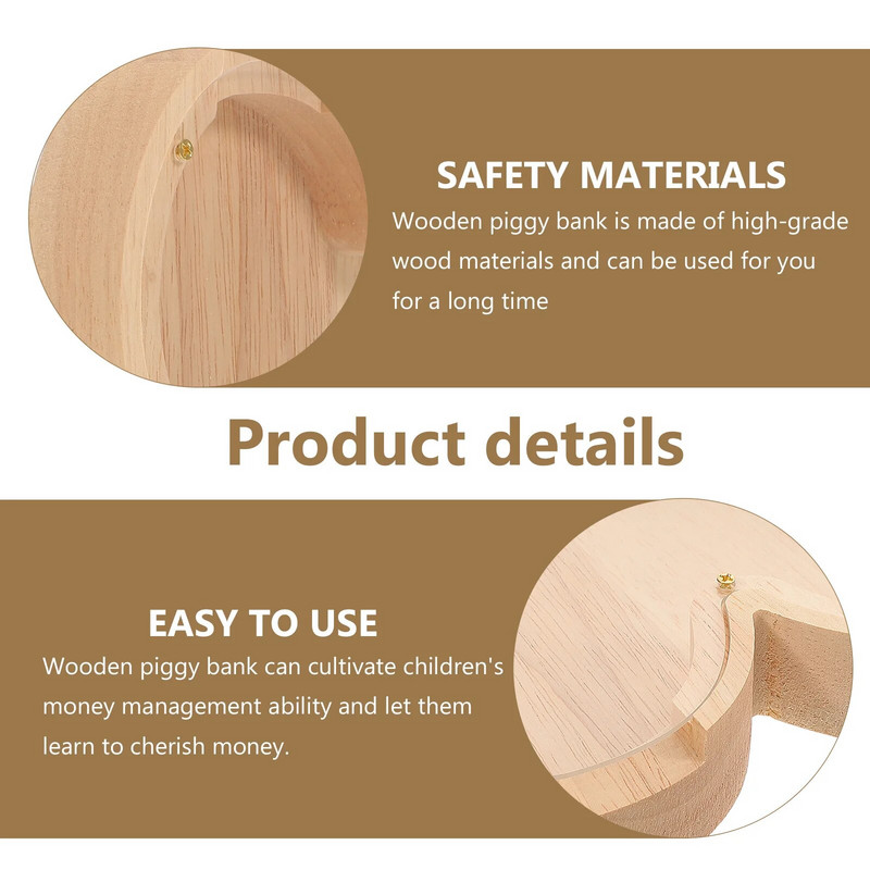 Дървена касичка Дървена касичка с монети във формата на сърце Банка за спестяване на пари Дървена касичка Сърце Прасенце за Деня на майката