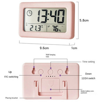 Цифров будилник Температура на настолен компютър LCD Цифров термометър Настолен хигрометър Работещ на батерии Час Дата Календар