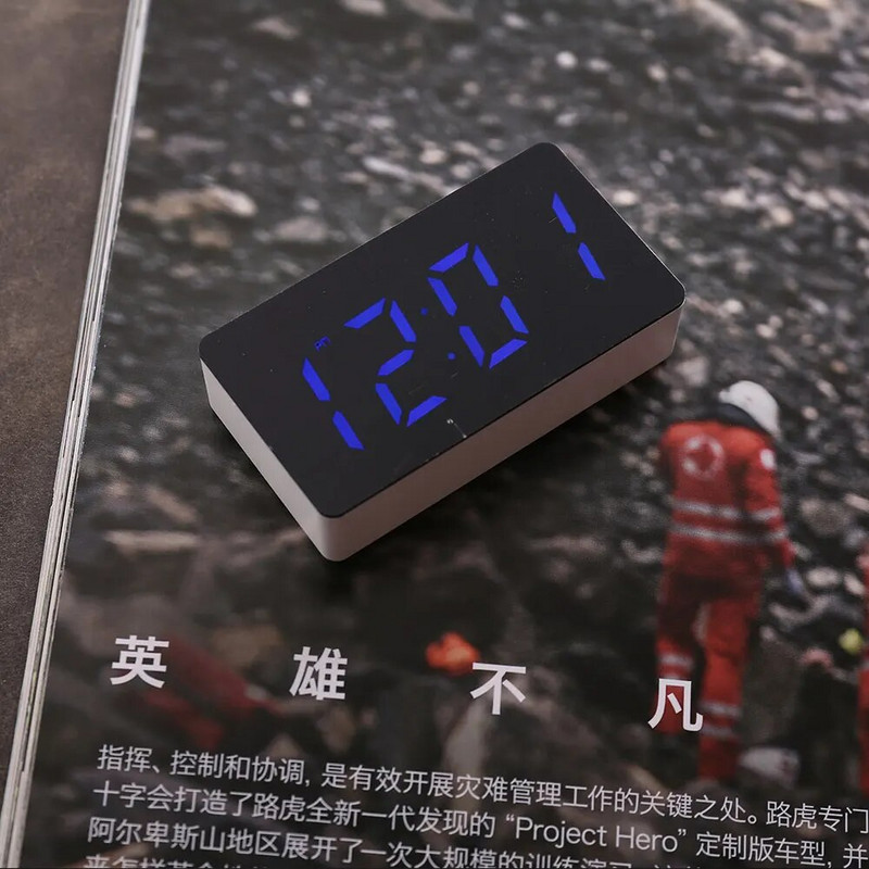 Будилник Led Огледало Автомобилно обзавеждане за дома Електронно цифрово бюро Спалня Интелигентни аксесоари Декорация Часове Стенен часовник