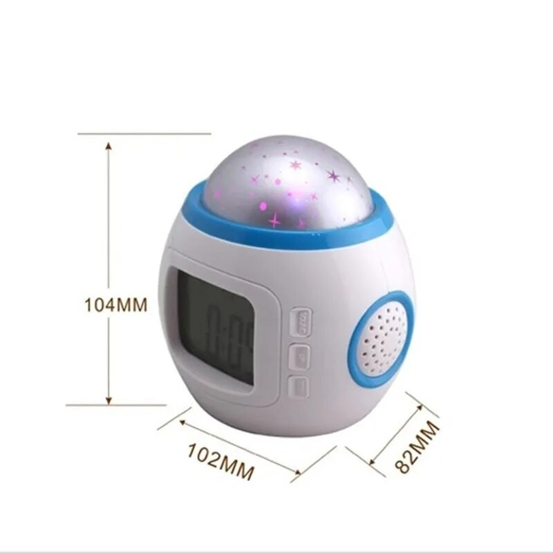 Фантастична музика, пълна със звезди, проекция, цифров будилник, деца, сън, будилник, нощ, цветна светлина, декор на стаята, декор на дома