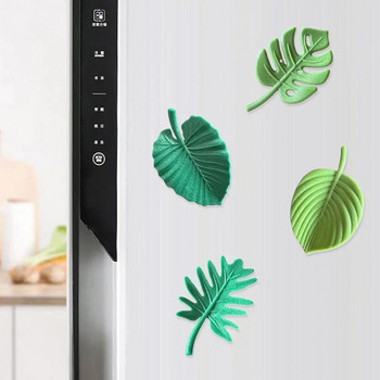 4 τμχ Μαγνήτες Ψυγείου Αυτοκόλλητα Μίνι Ψυγείου ABS Αδιάβροχο στερέωμα Μαγνήτες ψυγείου Tropical Leaves Αυτοκόλλητα ψυγείου