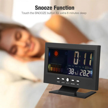 5-в-1 светодиоден цифров будилник Енергоспестяващ календар Времето LCD дисплей Термометър Монитор за влажност с функции за дрямка