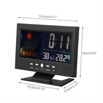 5-в-1 светодиоден цифров будилник Енергоспестяващ календар Времето LCD дисплей Термометър Монитор за влажност с функции за дрямка