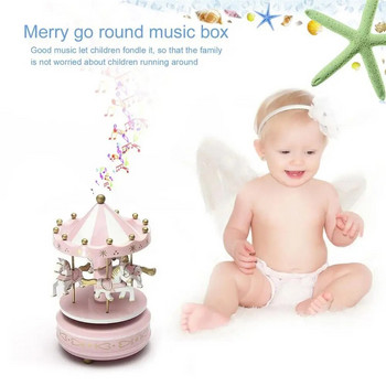 Нова украса за торта Въртележка Коледна музикална кутия Музикална кутия Изпратете подаръци за рожден ден на момичета Творчески декорации за печене Музикална кутия