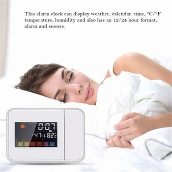Ψηφιακό ρολόι ξυπνητηριού LCD τετραγωνικής προβολής Έγχρωμη οθόνη προβολής LED οπίσθιου φωτισμού Ψηφιακό επιτραπέζιο ρολόι