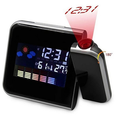 Ψηφιακό ρολόι ξυπνητηριού LCD τετραγωνικής προβολής Έγχρωμη οθόνη προβολής LED οπίσθιου φωτισμού Ψηφιακό επιτραπέζιο ρολόι