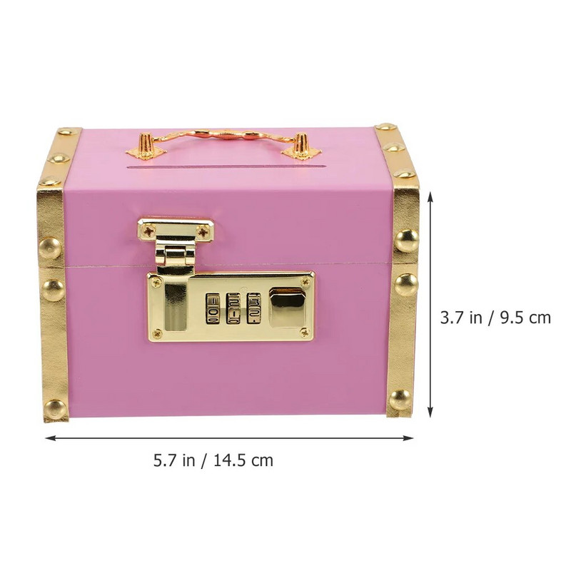 Заключване на касичка за пари Прекрасно спестовно гърне Декорации за дома Декоративен настолен орнамент Дървена буркана за монети Детска облицовка Касичка Сейф за