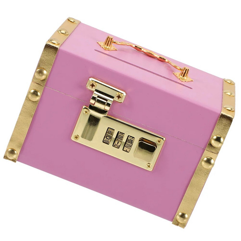 Заключване на касичка за пари Прекрасно спестовно гърне Декорации за дома Декоративен настолен орнамент Дървена буркана за монети Детска облицовка Касичка Сейф за