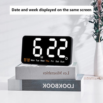 2024 Голям цифров стенен часовник Дисплей за температура и влажност Нощен режим Настолен часовник Електронен LED часовник с дата/седмица/час