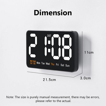 2024 Голям цифров стенен часовник Дисплей за температура и влажност Нощен режим Настолен часовник Електронен LED часовник с дата/седмица/час