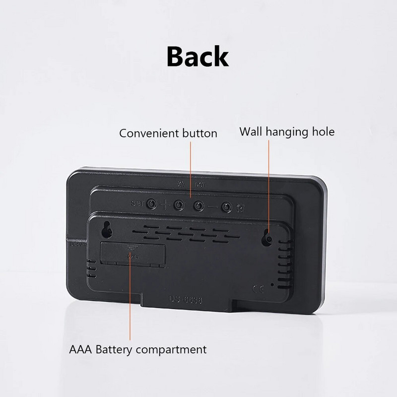 2024 Голям цифров стенен часовник Дисплей за температура и влажност Нощен режим Настолен часовник Електронен LED часовник с дата/седмица/час