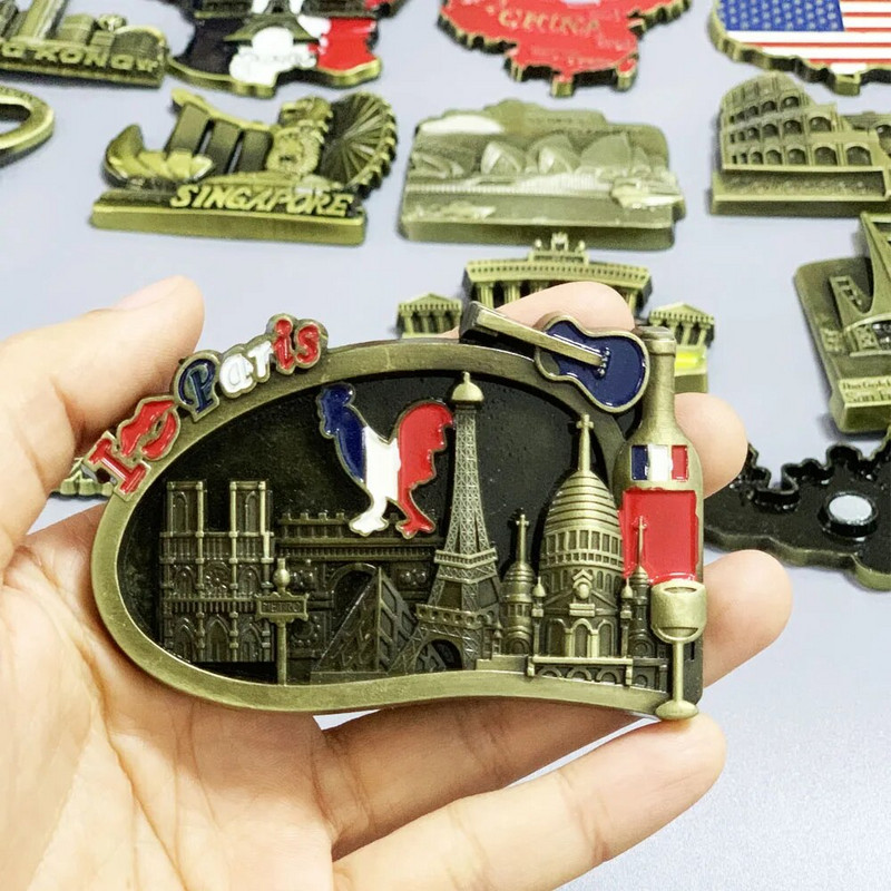 Метални магнити за хладилник Швейцария Сингапур Сидни Германия Берлин Хонконг Магнит за хладилник Стикери Сувенир за пътуване Магнитен