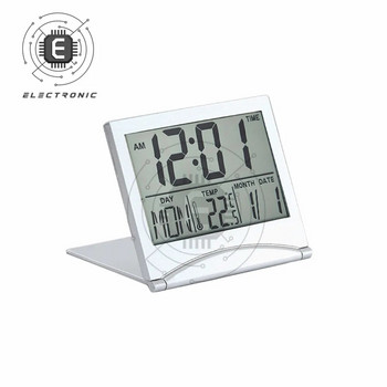 Сгъваем LCD цифров будилник Настолна маса Метеорологична станция Бюро Температура Пътуване Електронен мини часовник