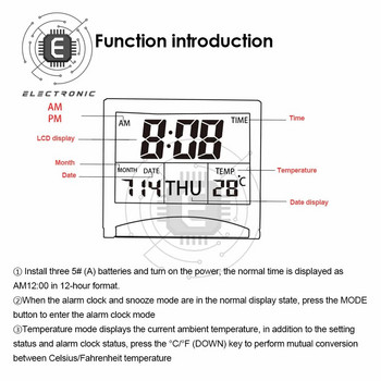 Сгъваем LCD цифров будилник Настолна маса Метеорологична станция Бюро Температура Пътуване Електронен мини часовник