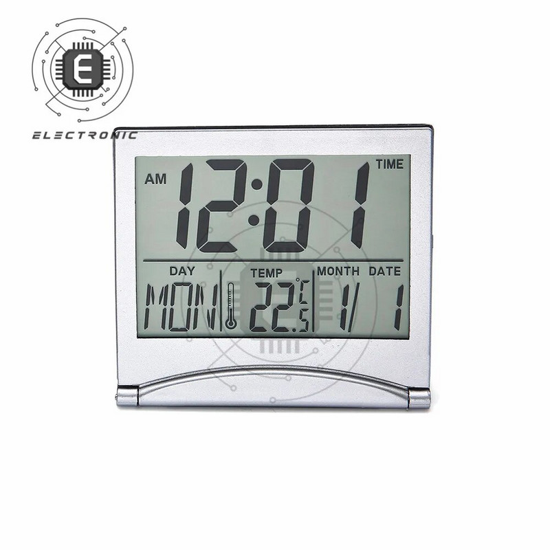 Сгъваем LCD цифров будилник Настолна маса Метеорологична станция Бюро Температура Пътуване Електронен мини часовник