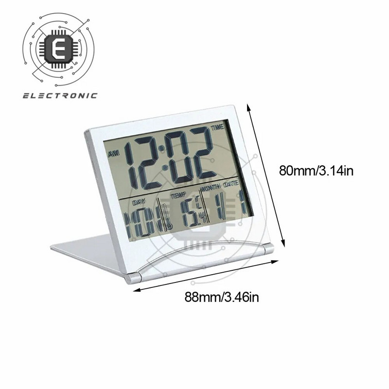 Сгъваем LCD цифров будилник Настолна маса Метеорологична станция Бюро Температура Пътуване Електронен мини часовник