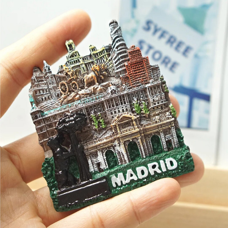 1 бр., Магнити за хладилник с атракции в Испания, стикери за хладилник с мозайка с корида в Барселона, Мадрид, сувенири за пътуване в Испания, подарък