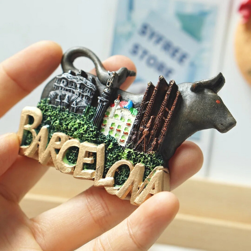 1 бр., Магнити за хладилник с атракции в Испания, стикери за хладилник с мозайка с корида в Барселона, Мадрид, сувенири за пътуване в Испания, подарък