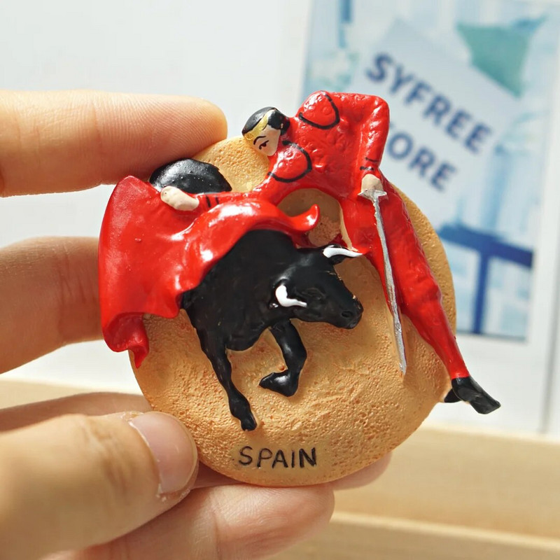 1 бр., Магнити за хладилник с атракции в Испания, стикери за хладилник с мозайка с корида в Барселона, Мадрид, сувенири за пътуване в Испания, подарък