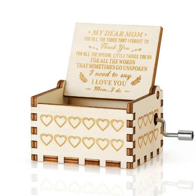 Wooden Hand Crank Music Box Retro Exquisite Mini Musical Box You Are My Sunshine Music Theme Birthday Mother`s Day Gift for Mom