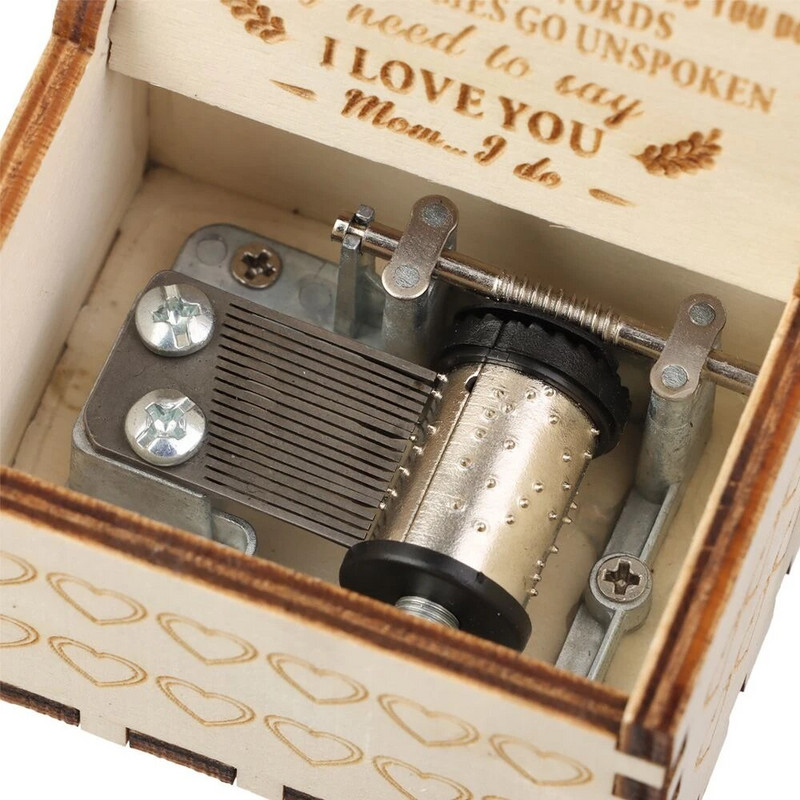 Дървена ръчна манивела Музикална кутия Ретро изящна мини музикална кутия Ти си моето слънце Музикална тема Рожден ден Подарък за Ден на майката за мама