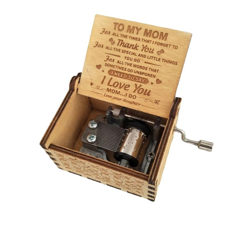 Дървена ръчна манивела Музикална кутия Ретро изящна мини музикална кутия Ти си моето слънце Музикална тема Рожден ден Подарък за Ден на майката за мама
