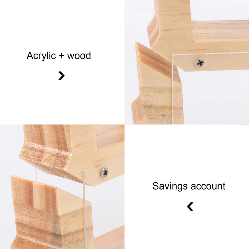 1PC Творческа дървена касичка Спестовна гърне Трактор Форма на настолен орнамент Кутия за съхранение за спалня Декорация на детска стая