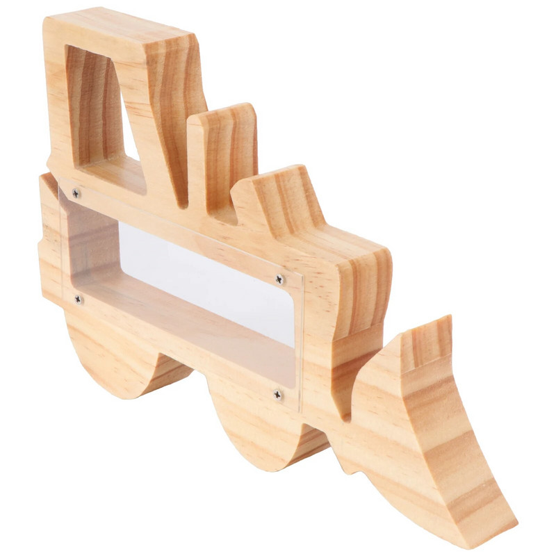 1PC Творческа дървена касичка Спестовна гърне Трактор Форма на настолен орнамент Кутия за съхранение за спалня Декорация на детска стая