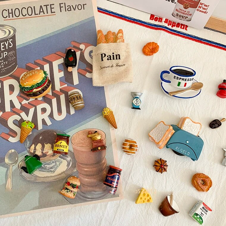 Комплект Bionic Food Fridge Magnet 3d Creative Simulation Food Cute Refrigerator Magnetic Stickers Photo Magnetic Sticker Decoration