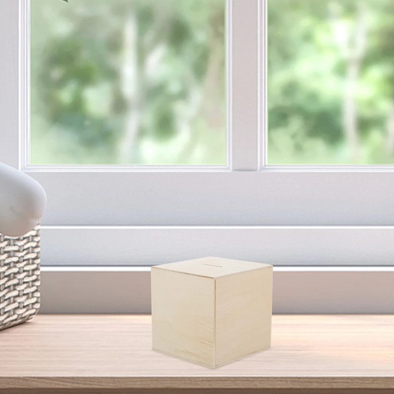 3 бр. Недовършена дървена кутия Дървена квадратна касичка за Дървена банка Парти подаръци за момчета Пари