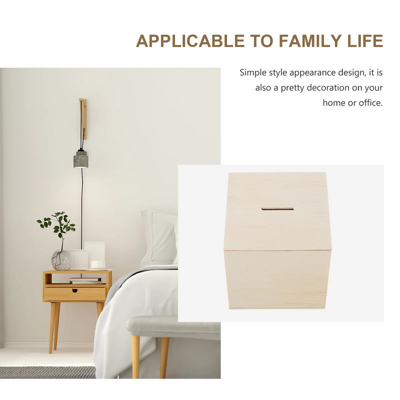 3 бр. Недовършена дървена кутия Дървена квадратна касичка за Дървена банка Парти подаръци за момчета Пари