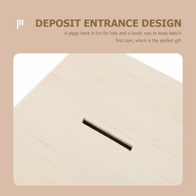 3 бр. Недовършена дървена кутия Дървена квадратна касичка за Дървена банка Парти подаръци за момчета Пари