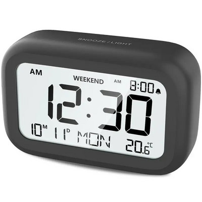 DOOMY Digitalni alarmni sat despertador Temperatura LCD zaslon Pozadinsko osvjetljenje Snooze Digitalni sat za spavaću sobu Kućni ured Putovanja