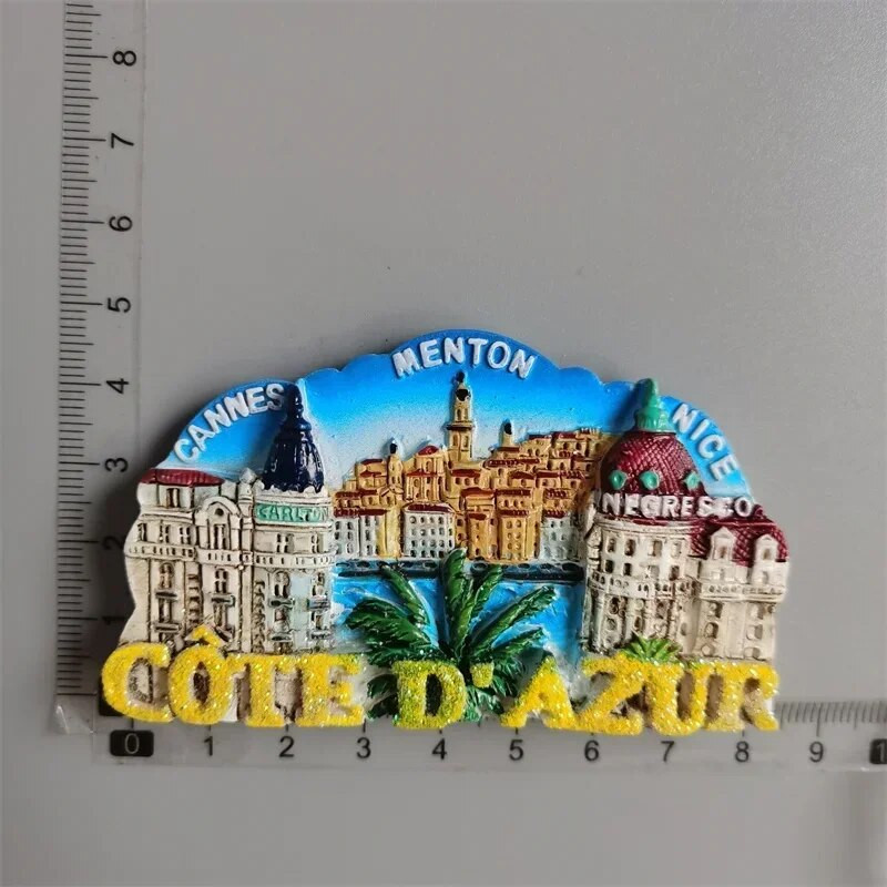 Франция Туристически сувенир Магнити за хладилник Cannes Nice Blue Coast Kurt Azur Menton Смола Магнитен стикер за хладилник Колекция