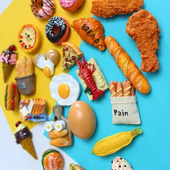 Δημιουργική προσομοίωση τροφίμων τρισδιάστατοι μαγνήτες ψυγείου Γλυκό χωνάκι τηγανητό μπούτι κοτόπουλου χάμπουργκερ μαγνητική διακόσμηση μαγνήτης πάστα ψυγείου