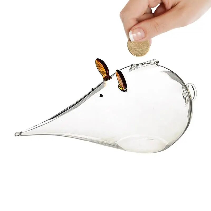 Мишка Касичка Кутии за пари Кутия за пестене на монети Сладко прозрачно анимационно животно Сувенир Раждане Подаръци за Нова година