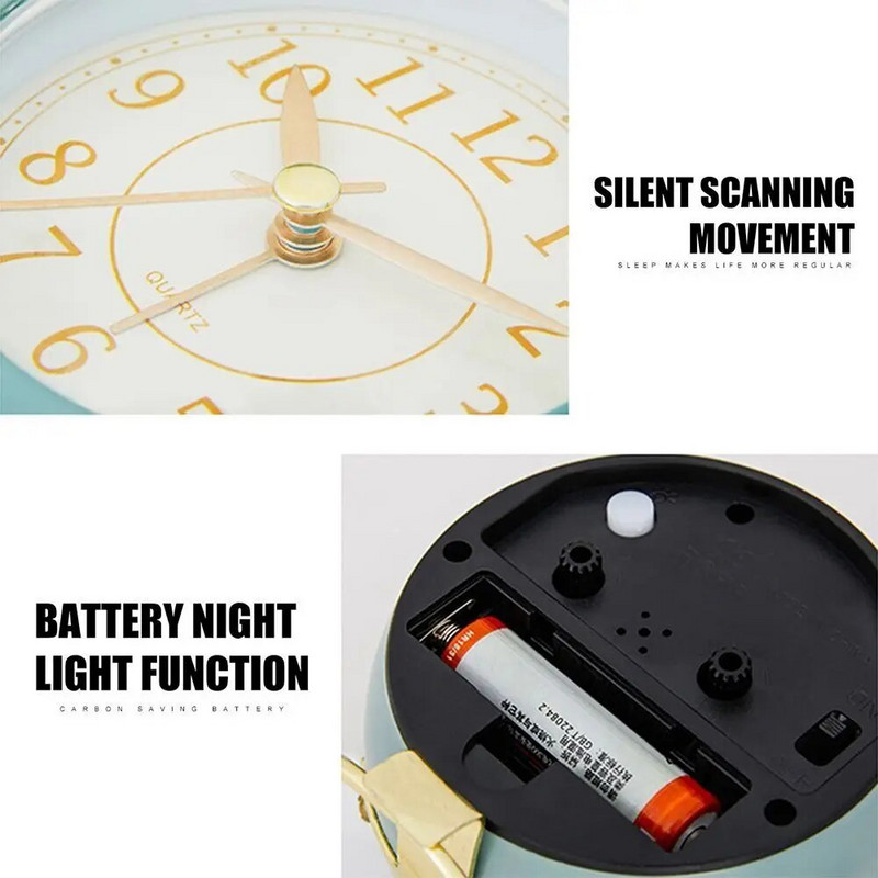 Метален будилник в ретро стил Кръгъл настолен будилник Нощен будилник Декорация на плота