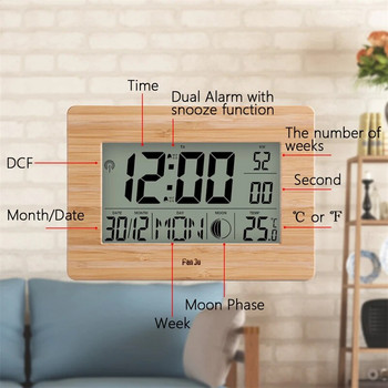 FanJu FJ3530 LCD Цифров стенен часовник Аларма Голям размер Номер Мултифункционални температурни настолни часовници Нощен термометър Голям часовник
