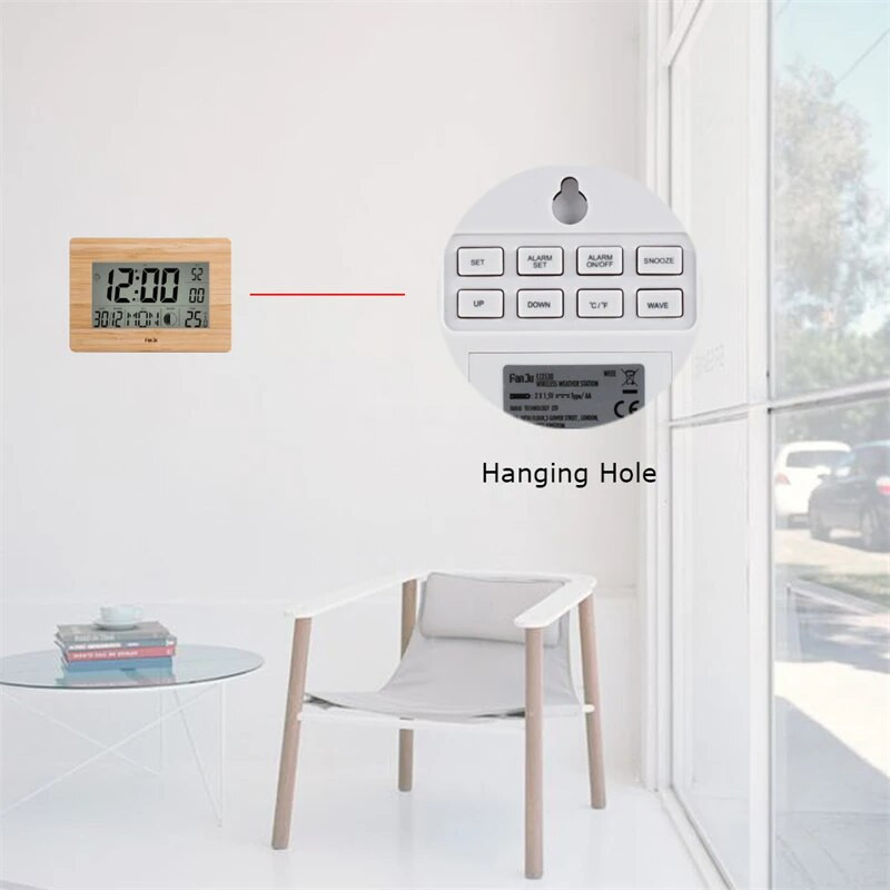 FanJu FJ3530 LCD Цифров стенен часовник Аларма Голям размер Номер Мултифункционални температурни настолни часовници Нощен термометър Голям часовник
