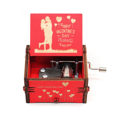 Valentine`s Day Gifts 2024 Wooden Hand Cranked Music Box Can`t Help Falling in Love To Love`s End Birthday Gift for Girlfriend