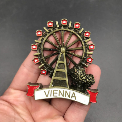 Dubai Egyesült Arab Emírségek dekoratív mágnesek Belgium Belgique Vienna Austria 3D mágneses hűtőszekrény Kreatív fém festői hűtőmágnes dekoráció emléktárgy
