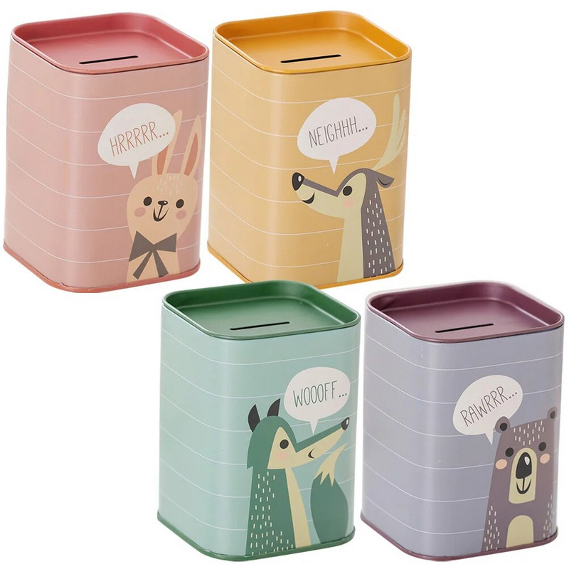 Спестяващ буркан Декоративна касичка Карикатура Касичка Тенекиена касичка Пари Гърне Детска банкичка с монети Произволен цвят