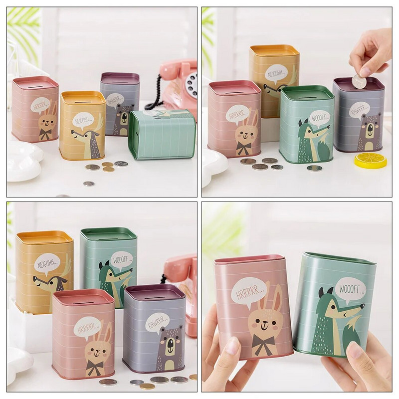 Спестяващ буркан Декоративна касичка Карикатура Касичка Тенекиена касичка Пари Гърне Детска банкичка с монети Произволен цвят